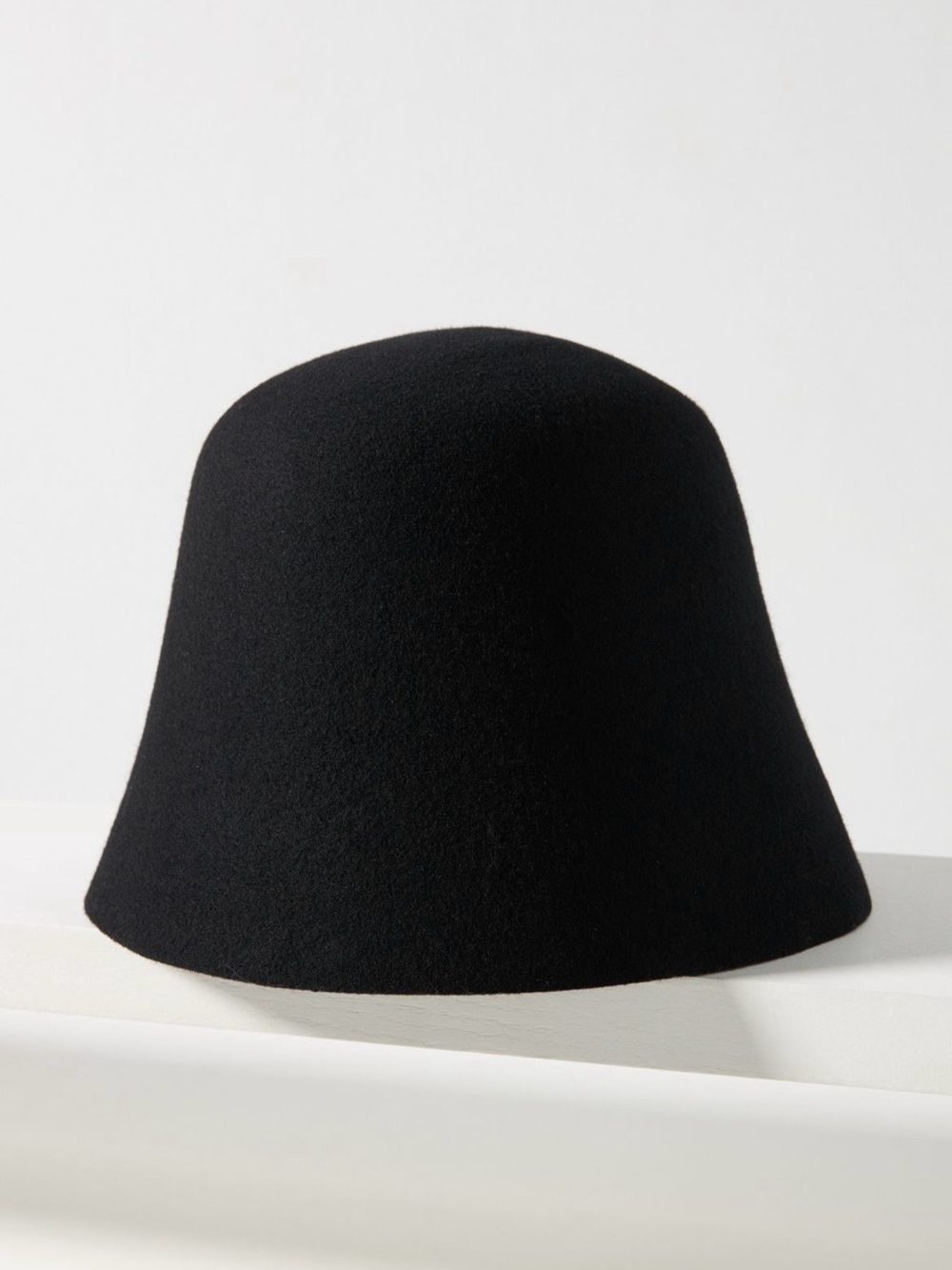 Anthropologie Black Felt Bell Bucket Hat - Picture 2 of 6